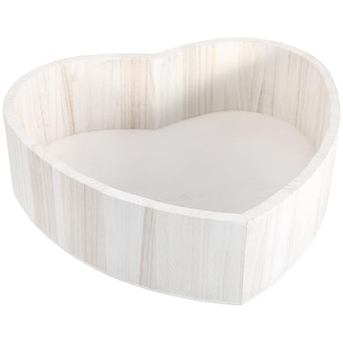 Bol en bois de cœur facile à transporter avec étui de rangement blanc