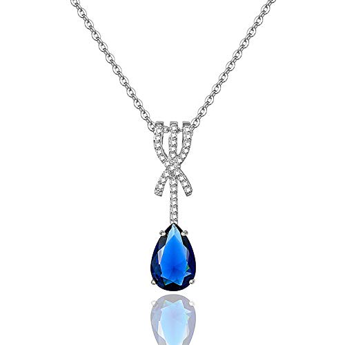 Collar con Colgante de Cristal, Accesorios de Tendencia de joyería de Plata 925, Collar de Gota de Agua
