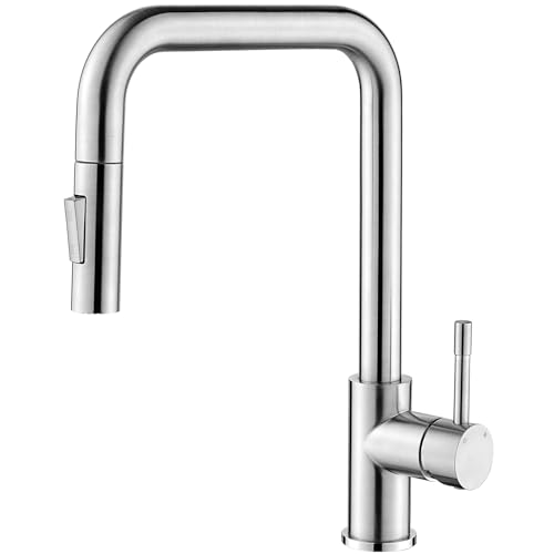 CECIPA Wasserhahn Küche Schwarz, Hochdruck Küchenarmatur 360° Drehbar, Mischbatterie Küche Schwarz mit Hohem Auslauf, Spültischarmatur Küche Hochdruck Installation Einfach, Armatur Küche Edelstahl