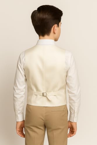 Boys’ Classic Ivory Vest with Adjustable Back – Formal Dress Vest for Weddings, Parties & Special Occasions2