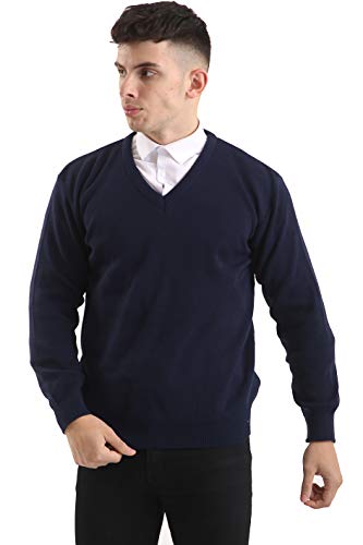 Brooklyn Clothing - Maglione da uomo con scollo a V, morbido al tatto, in acrilico, a maniche lunghe, stile casual Marina Militare L