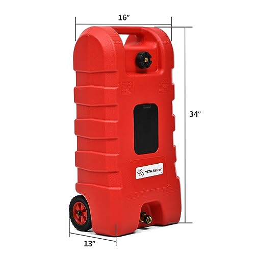 YITAMOTOR Fuel Caddy 15 Gallon, Fuel Transfer Tank, Portable Gasoline Fuel Caddy with Manual Transfer Nozzle, Fuel Container, Red