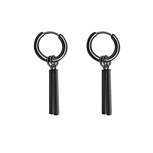 Minimalist Double Bar Small Hoop Short Dangle Drop Earrings for Men Women Boys Girls 316L Stainless Steel Charms Huggie Hinged Hoops Cartilage Helix Hypoallergenic Fashion Personalized Punk Personalized Geometric Line Stick Dangling Gifts Boyfriend Birthday Bff