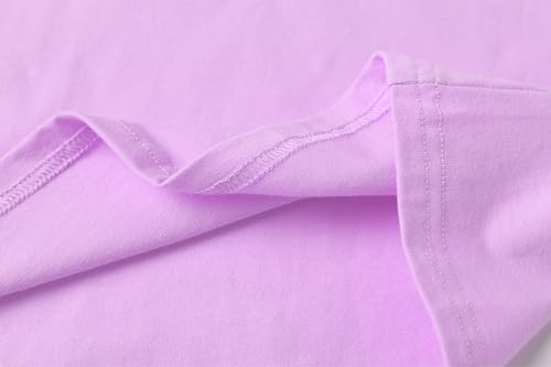 Image of Girls' Puff Sleeve Cotton T-Shirt Cute Summer Tops Short Sleeve Crewneck Tshirts Tees Little Kids Girls Size 5t 6t 5 6 6X 6-7 t Years Light Purple Lavender 5-6
