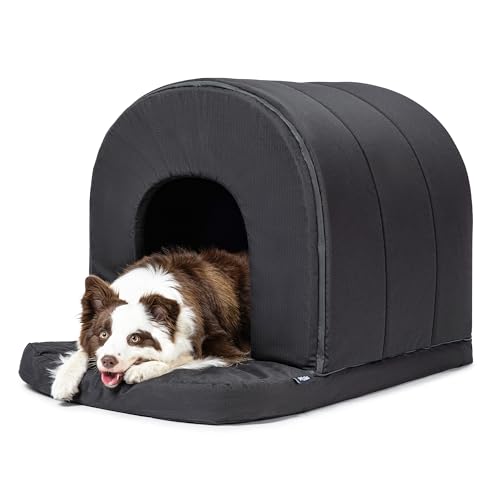 PELZIN Orthopedic Dog House - Outdoor Waterproof Dog Shelter w/Porch - Indoor Pet House w/Egg-Crate Foam - Cooling - Machine Washable - Ideal for Large Breeds & Fits 36-Inch Crate - 35