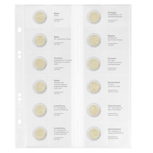 Evite el desorden de sus monedas de 2 € 2025 con la hoja Lindner MU2E37