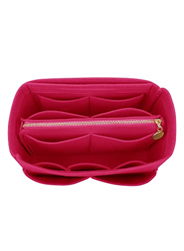 Image of LEXSION Felt Purse Bag Organizer Insert with zipper Bag Tote Shaper Fit Speedy Neverful PM MM, 1-Rosy, Large