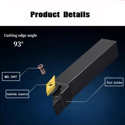 2pcs 1/2" Indexable Metal Lather Turning Tool Holder Boring Bars with VCMT110304/VCMT32.51 Carbide Turning Inserts,VCMT Insert Mutilayer Coated CNC Lathe Replacement Cutters Inserts