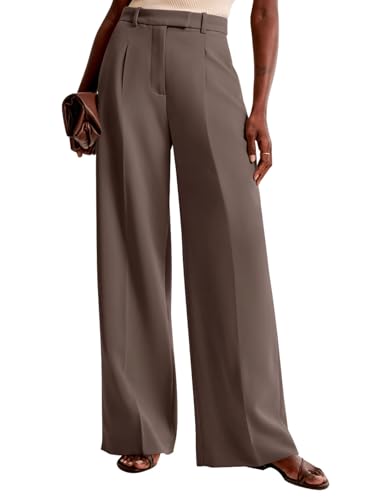 Image of NIMIN Women Wide Leg Work Pants High Waisted Dress Trousers with Pockets
