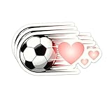 (3PCS) Soccer Ball Sticker with Heart 3 inch, Sport Sticker for Soccer Players, Soccer Decals,Love Soccer Stickers for Laptop, Water Bottles, Phones, Scrapbooks