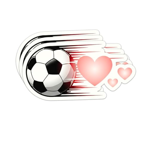 (3PCS) Soccer Ball Sticker with Heart 3 inch, Sport Sticker for Soccer Players, Soccer Decals,Love Soccer Stickers for Laptop, Water Bottles, Phones, Scrapbooks