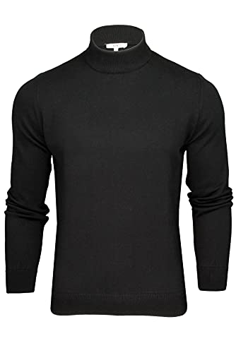 Xact Jersey de algodón con cuello de tortuga para hombre, Negro, L