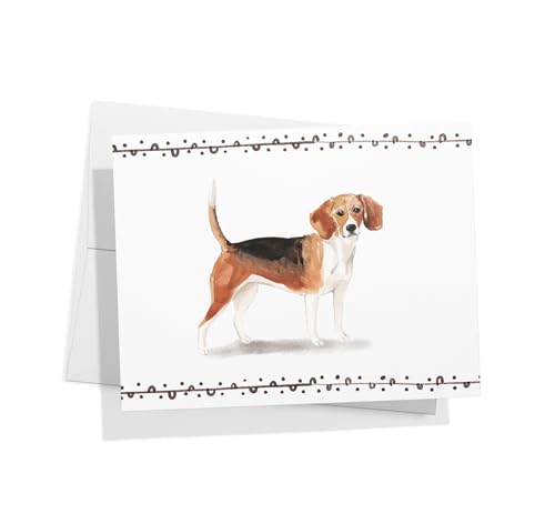 Image of Twigs Paper - Beagle Dog Note Cards - Set of 12 Blank Cards (5.5 x 4.25 Inch) with 12 Envelopes - 100% EcoFriendly Stationery - Made In USA