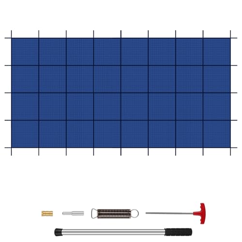 Inground Pool Safety Covers, Fits 20x40ft Rectangular Winter Pool Cover for Swimming Pools, High Strength Mesh PP with Triple Stitching, Included Installation Tools (Blue, Fits 20x40ft Pools)