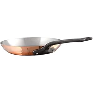 Mauviel M’Heritage M150CI 1.5mm Polished Copper & Stainless Steel Frying Pan With Cast Iron Handles, 7.87-in, Made in France