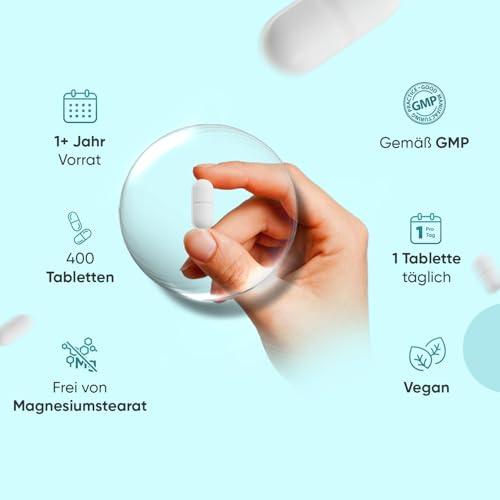 Kalzium Magnesium Zink - 400 Tabletten - 1+ Jahr - 500mg Calcium pro Tagesdosis - 1 vegane Tablette Pro Tag - Mit Mangan, Vitamin D3 K2, Bor, Selen, Kupfer - Frei von Magnesiumstearat - WeightWorld