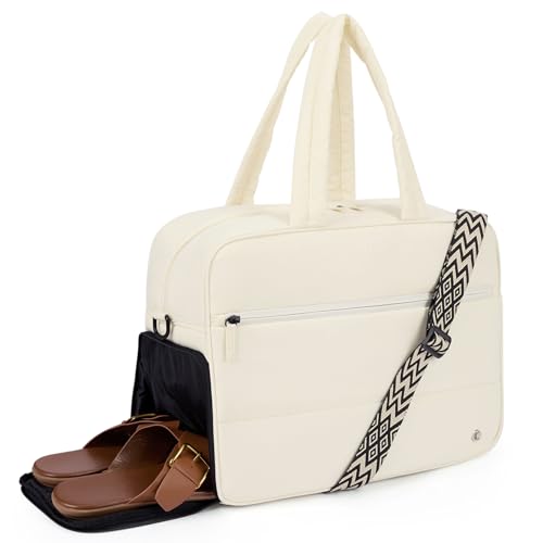 Image of CLUCI Weekender Travel Bag for Women Puffer Tote Bag Carry On Duffle Overnight Bags with Shoe Compartment