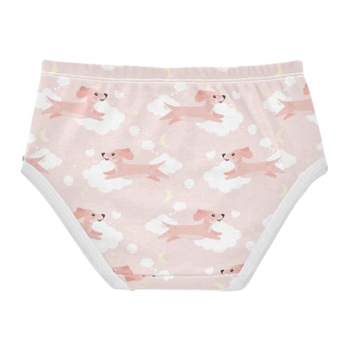 Wusikd Cute Dogs Girls' Underwear Cotton Cute Dachshunds Pink Girls Briefs Soft Toddler Underwear 3T2