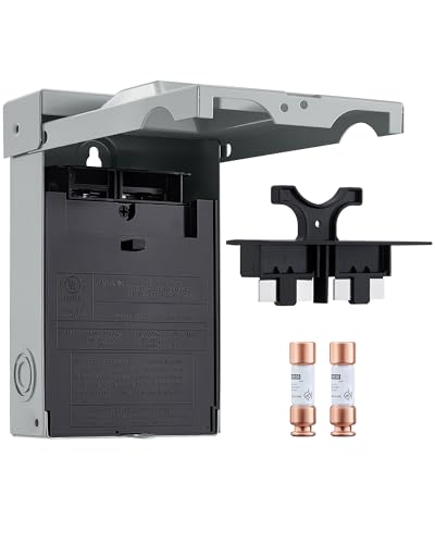SURAIELEC 30 Amp Fused AC Disconnect Box, Outdoor Pull-Out Switch Enclosure with Fuse, AC Disconnect for Mini Split, Air Conditioning and Home & Light Commercial HVAC Systems, Fuse Included