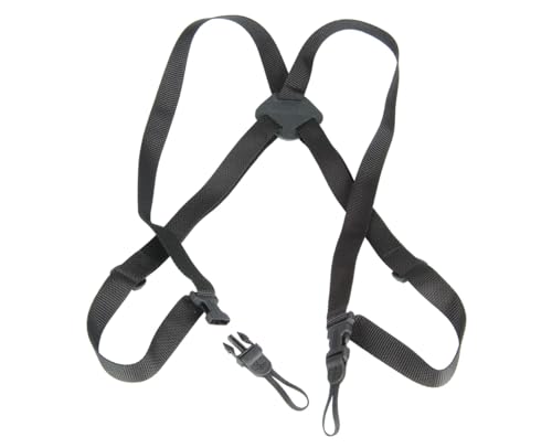 OP/TECH USA Bino/Cam Harness with Quick Release – Dual Camera Harness & Shoulder Strap – DSLR Camera Strap – Binocular Harness for Hiking – Webbing, Black - Made in USA