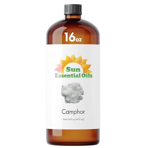 Sun Essential Oils 16 oz Camphor Essential Oil with Dropper for Diffuser Skin Aromatherapy Massage Humidifier Crisp Scent for Candle Lotion & Soap Making Room Fragrance