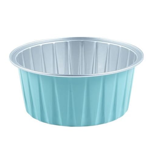 Giwnhvx - Molde para repostería, diseño de pudín de copa de aire, caja de aluminio, de color especial, de pastel, taza de cocina, cuenco redondo, caja de tartas, color azul