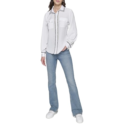 Karl Lagerfeld Paris Women's Everyday Blouse, Soft White
