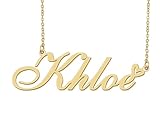 Aoloshow Khloe Name Necklace Heart Charm Pendant 18k Gold Plated Stainless Steel Jewelry for Womens Graduation