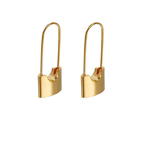 YESLADY Stainless Steel Hoop Earrings Gold Tone Rectangle Lock Dangle Earrings