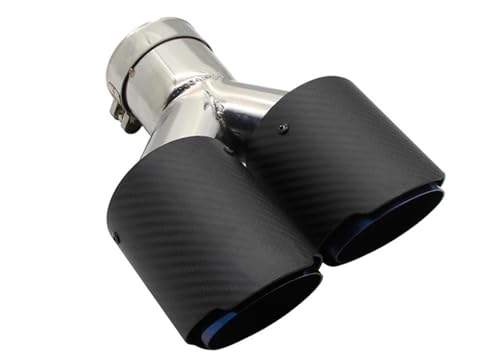 Embout échappement double Y en fibre de carbone mat bleu 51-101mm droit