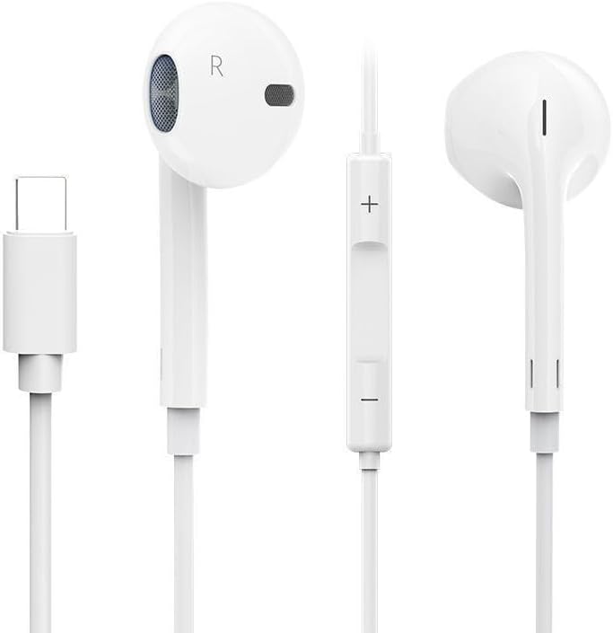 Fone de Ouvido com Fio Premium USB‑C Tipo‑C 4ª Geração, Anti‑Ruído 99,15%, Cabo de Tecido Antitramado, Branco — USB‑C (Branco)