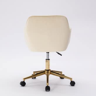 Xiaosenlin Home Office Chair Computer Desk Chair Armchair Task Chair Velvet Upholstered Chair Height Adjustable Height 360 Swivel Rolling Chair With Rose Gold Metal Base For Home Office (Beige White) #TOP4