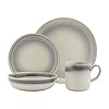 Tabletops Gallery Industrial Farmhouse Dinnerware- Stoneware Dishes Service for 4 Dinner Salad Appetizer Dessert Plate Bowls, 16 Piece Hudson Dinnerware Set with Reactive Glaze