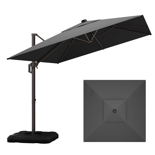 10' X 10' Patio Umbrella Cantilever Outdoor Rectangle Umbrella, Heavy Duty 360°Rotation Offset Umbrella for Garden Deck Pool Patio, Grey image 1