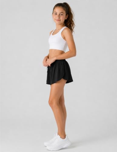 Image of 1 or 3 Pack Girls Flowy Shorts with Spandex Liner & Pocket, 2-in-1 Athletic Butterfly Shorts for Running Dance