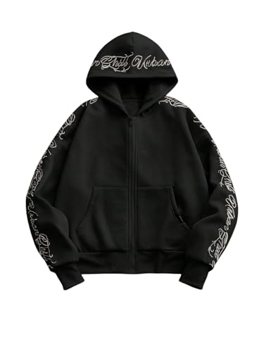 SOLY HUX Men's Y2k Zip Up Hoodies Drop Shoulder Long Sleeve Shirts Pullover Lightweight Jacket with Pocket