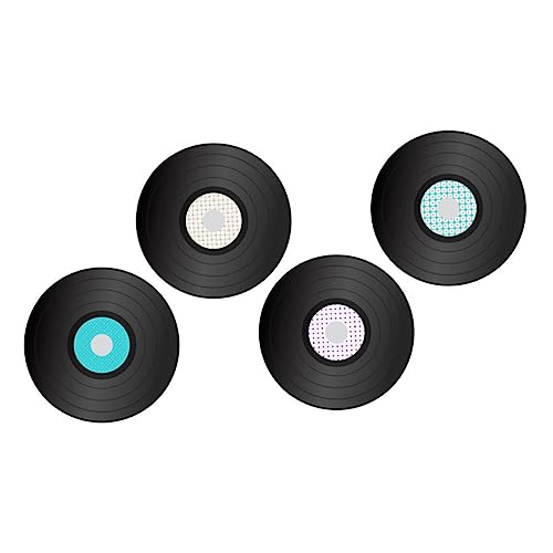 ANDRESLAD 4 piezas Pegatinas de Vinilo Forma de Discos de Vinilo Vintage Unidades Adhesivos de Pared Retro para Decoración de Habitaciones Resistentes y Fáciles de Quitar para Ambientes