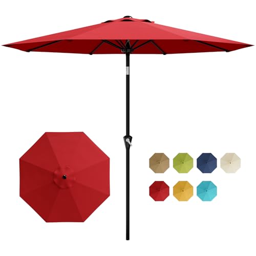Garvee 9FT Outdoor Patio Umbrella with Tilt and Crank, Beach Pool Umbrella Outdoor Table Umbrellas Parasol UPF50+ Sunshade for Deck, Yard, Market, Red image 7