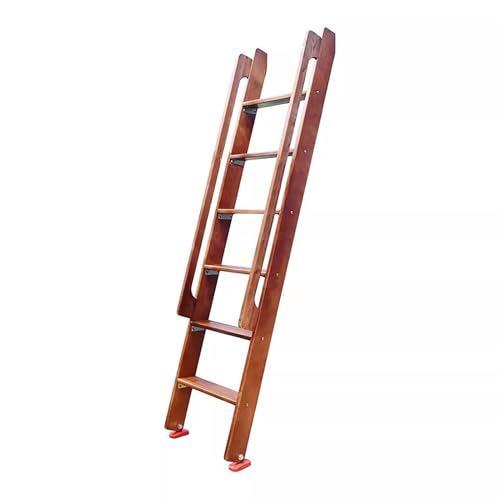 Scala per soffitta, scala in legno marrone con corrimano - robusta scala interna di evacuazione per garage loft, finestra di uscita