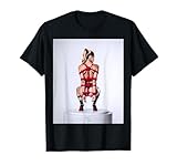 Sexy Shibari Art Tees - Model in Shibari Rope on Pedestal T-Shirt