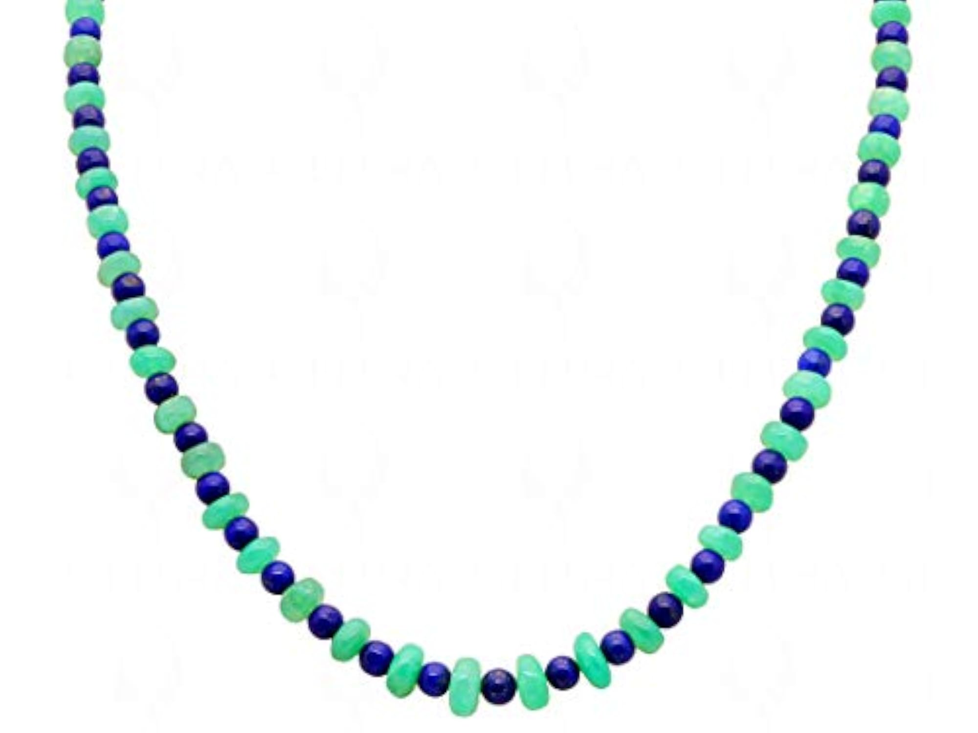 Jaipur Chrysoprase & Lapis Lazuli Gemstone Round Cabochon Bead Strand