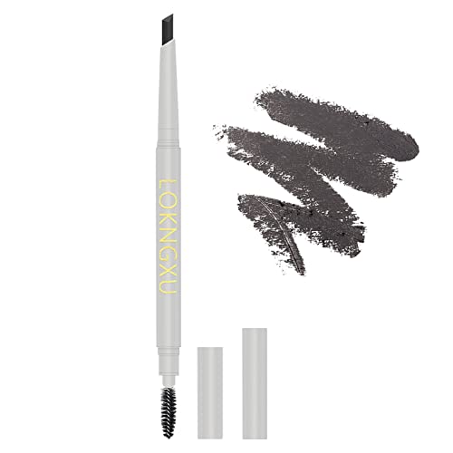 LOKNGXU Eyebrow Pencil to Modify Eyebrows Easy to Color Waterproof Long-Lasting Non-Dizzy Makeup with Spiral Eyebrow Brush (3# Dark Grey)