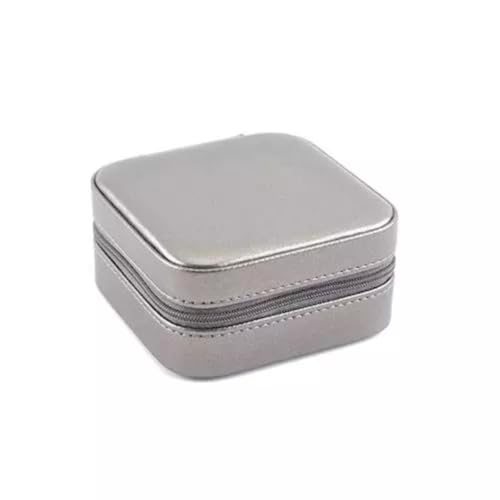 Porta Jóias Estojo Portátil em Couro com Zíper para Jóias, Maquiagem e Viagem Original C/Nota Fiscal (Prata)