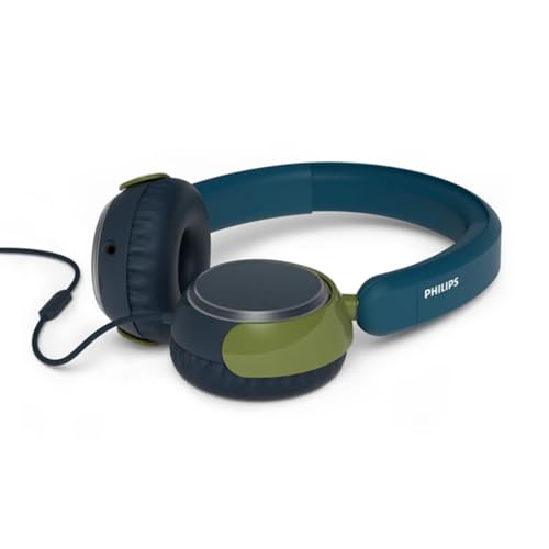 Philips TAK2000CT Casque Supra-auriculaire Pliable pour Enfants de la série 2000 - Volume limité, Partage Audio, câble 3,5 mm et USB-C Inclus - Cristal Sarcelle