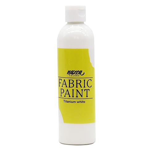Nazca Colors Pintura Textil Blanca 250ml – Pintura para Tela y Cuero Permanente ideal para Pintar Ropa, Camisetas, Jeans, Bolsas, Zapatillas de Tela y Piel – Gran Capacidad de Cobertura
