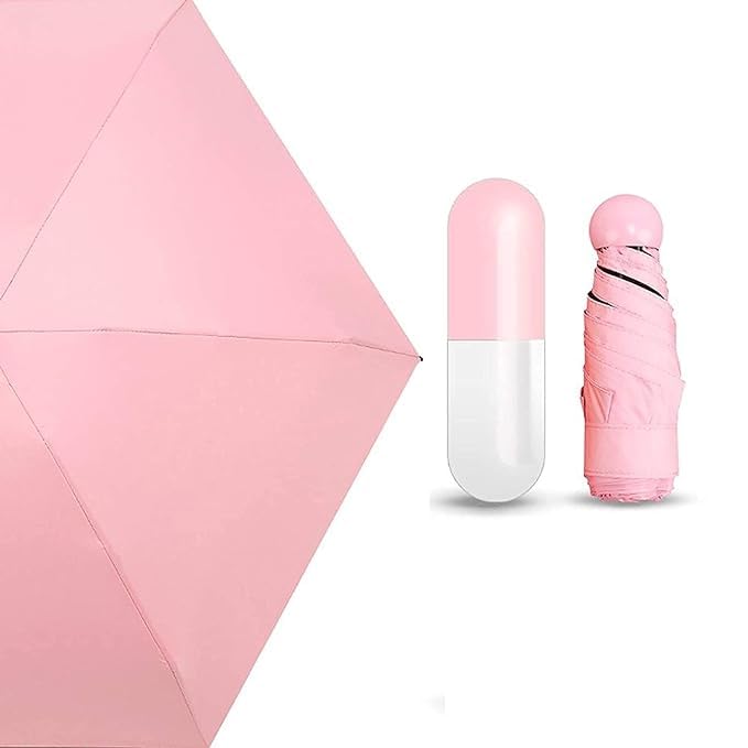 Image of Capsule Umbrella UV Protection Tablet Umbrella For Rain Windproof & Sun Protection Features, Double Layer 5 Folding Automatic Open Compact Capsule Case For Men Women Kids