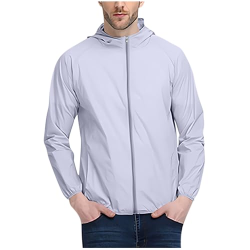 Big and Tall Hood Jackets for Men with Pockets Sun Protection Lightweight Outwear Long Sleeve Jackets Streetwear