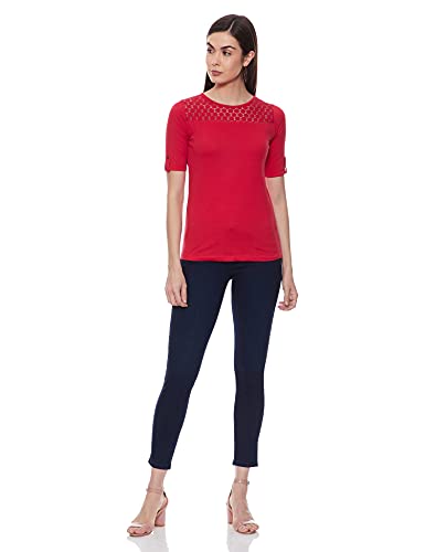 Image of Max Women's Lace Insert Round Neck Regular Fit Top