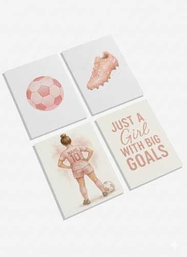 Arte de pared personalizado para niñas, juego de 4 impresiones A4, nombre y número personalizados, acuarela rosa, multicolor, 21 x 29,7 cm