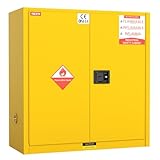 YOEXTO 45 Gallon Flammable Storage Cabinet, W 43 x D 18 x H 44 in fire Resistant Cabinet, Galvanized Steel Flammable Liquid Storage Cabinet, Chemical Fireproof Cabinet, Adjustable Shelves, Yellow